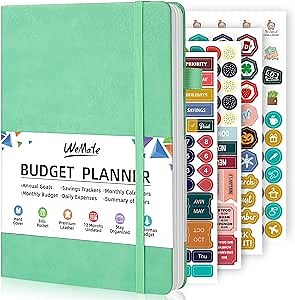 WEMATE Budget Planner 2026 - Monthly Budget Book with Expense Tracker Notebook, 12 Month Undated Bill Organizer & Financial Planner, Account Book to Take Control of Your Finances, A5 (Green)