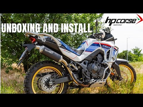HP CORSE Exhaust Honda TRANSALP 750 SP1 SHORT BLACK TITANIUM HIGH MOUNT - UNBOXING AND INSTALL