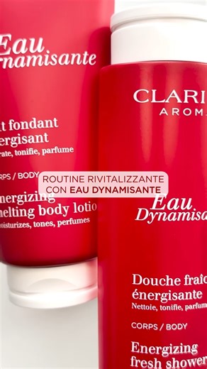 Inizia la settimana con un gesto che fa bene al corpo e alla mente. Scopri la routine energizzante con Eau Dynamisante: il mix perfetto tra trattamento, profumo e vitalità. Bagno doccia, crema corpo e acqua di trattamento per una pelle tonica, profumata e idratata. #Clarins #EauDynamisante #BodyCares #SkincareMonday | Clarins