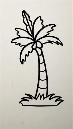 Coconut Tree Drawing Easy 🌴 নারকেল গাছ আঁকা #shorts #viral #art #drawing