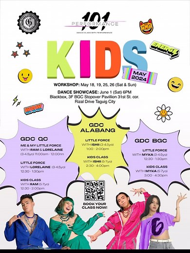 It’s time for the KIDS to shine! 👧🏻🧒🏻✨ Jumpstart their summer adventure with a whole lot of dancing! 💖 #PERFORMANCE101 KIDS - A 4-day dance workshop that is especially made for kids, 3-7 years old. It is specifically designed to prepare and expose the students to the atmosphere of a dance workshop. The workshop and dance showcase serve as preparation for the kids for major stage performances in the future. *Me and My Little Force - (3-4.5 y/o 1 Adult Companion) ‼️FREE TRIAL CLASSES THIS WEE