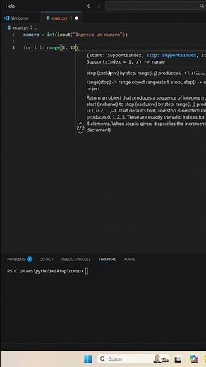 Python desde cero: tabla de multiplicar #python #shorts