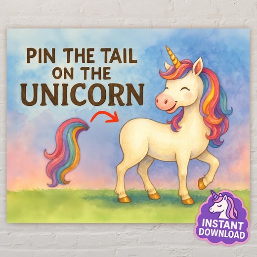 Pin the Tail on the Unicorn Game – Printable Poster   Tails   Magical Challenge Cards, Unicorn Birthday Party Activity, Instant Download Fun - Etsy