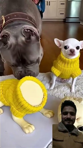 Big dog eats a fake small dog cake 😂 #funny #animals #shorts