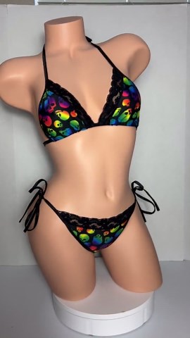 Multi-Color Skulls Lace String Bikini w/Triangle Top! Black Trim, Scrunched or Not! - Custom Sizing - Made to Order - XS - Large
