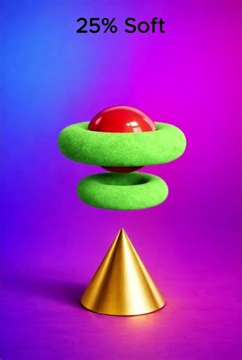 Soft Body Simulation: Ball Drop on Cone (Softness Levels) #shorts