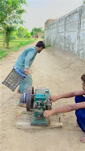 Amazing Peter with man diesel engine starting ￼