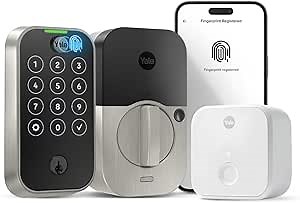 Yale Assure Lock 2 Touch Deadbolt, Satin Nickel Keyed Smart Entry Door Lock with Wi-Fi Connected Touchscreen Keypad and Fingerprint Scanner for Vacation Rental Hosts, YRD420-F-CB1-619