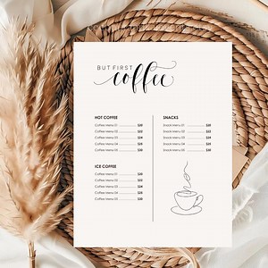 But First Coffee Menu | Modern Beige Café Template, Bold Canva Editable Design - Etsy