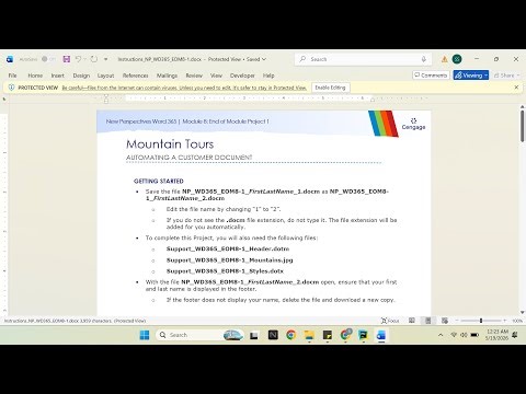 New Perspectives Word 365 | Module 8: End of Module Project 1 Mountain Tours