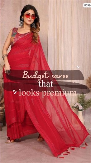 Georgette Silk Saree with Kaju Patta Pattern | Foil Work Blouse #saree #indianhandlooms #jacquard