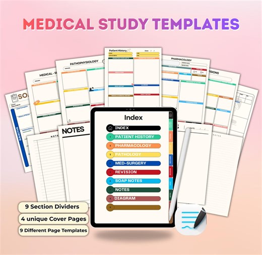 Medical Study Template | Study Notes Template | Transes Template | Digital & Printable Student Notes - Etsy