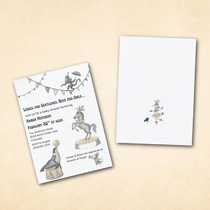 Vintage Circus Baby Shower Invitation — Editable in Canva | Neutral Circus Animals | Printable Digital Download - Etsy Canada