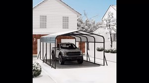 12' x 24' Heavy Duty Metal Carport with Galvanized Steel Roof, Metal Roof Carport with Enhanced Base, Tall Metal Carport Kits Garage for Tractors, Pickup, Boat, Car