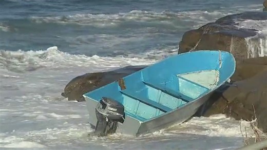 Panga washes up at Windansea Beach in La Jolla