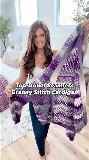 Granny Stitch Cardigan with Pockets and Hood! Top-Down and Seamless 🎉 #crochetcardigan #crochet