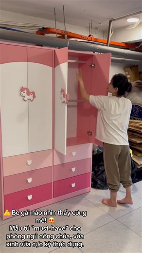 Tủ quần áo trẻ em phong cách công chúa — mẫu must-have cho phòng ngủ bé gái