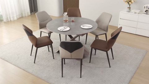 ADORZ Dining Room Table, Extended into Round Coffee Table Lift Top Coffee Tables with Moveable Wheels for Living Room, Dining Room, Office (Adjustable Height 42-75cm)