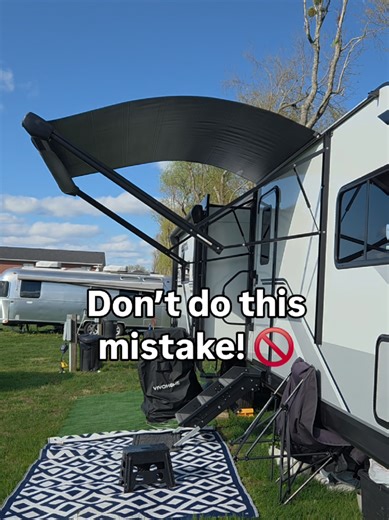 🚫 Don’t Forget Your RV Awning! Before you head out or call it a night… 👉 Bring. Your. Awning. In. Wind doesn’t send a warning text 💨 One gust can turn your awning into a costly mistake. ✔️ Not home? Roll it in. ✔️ Going to sleep? Roll it in. ✔️ Weather looks “fine”? Still roll it in. Protect your rig. Save yourself the headache. Awnings are easy to retract… not so easy to replace. #rvlife #rvtips #rvsafety #rvmaintenance #campingsmart
