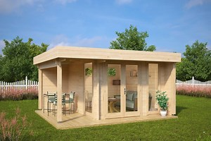 Garden Office Room "Mini Hansa Lounge" 9m2 | 44mm | 3 x 3 m