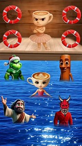Who Should Ballerina Cappuccino Save?🌊🤔 #jesus #devil #animation | Lovely Jesus