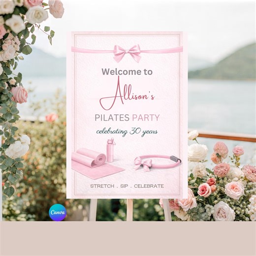 Pilates Welcome Sign Set Pink Birthday Party Decor 18x24 24x36 Printable - Etsy