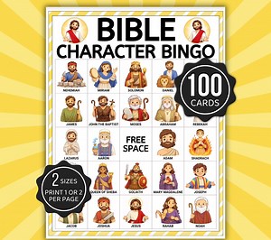 Bible Character Bingo, Bible Bingo, 100 Bible Character Bingo Cards, Bible Character Game, Bible Activity for Kids, Bible Classroom Activity - Etsy