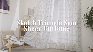 StangH Semi Sheer Curtains 84 inch Long - Privacy Linen Semi Transparent Sketch Triangle Printed Curtains Farmhouse Country Curtains for Patio Door/Bedroom/Spa Lounge, Taupe, W50 x L84, 2 Pcs