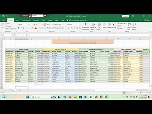 Garments Computer Operator Production Worklist in Microsoft Excel