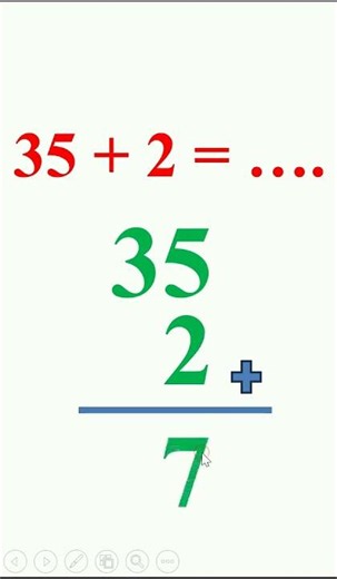 Column Addition of Tens and Units: 35 + 2