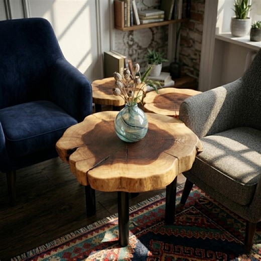 Live Edge Walnut Coffee Table - Natural Slab Centerpiece - Handmade Rustic Modern Living Room Furniture - Organic Wood Table Decor