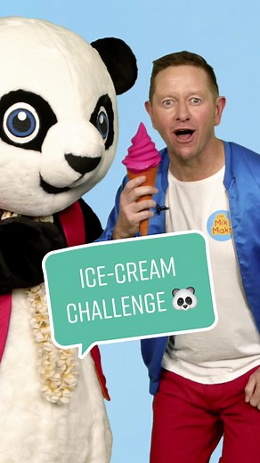 Better luck next time Drums. 🍨🐼 #themikmaks #kidsfun #fyp #joelmikmak #drumsthepanda #gag #silly #prank #pink #icecream #yummy