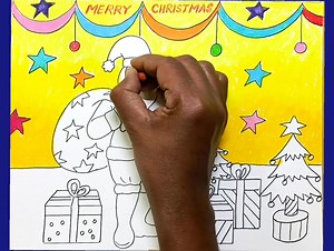 Merry Christmas scenery drawing step by step with oil pastels, Youtube video link-https://youtu.be/ento5xs419A Watch video, Like, comment, share and subscribe and support me all /#Merrychristmasscenerydrawing/#Santaclausdrawing/#Christmasscenerydrawing | Art and Drawing Milton Danda