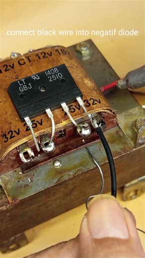 Learning assemble a symmetrical power supply from used materials transformer diode capacitor