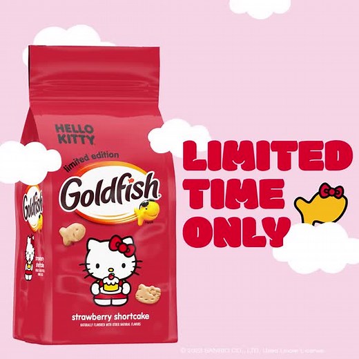 Say hello to the NEW Limited Edition Goldfish® Hello Kitty Strawberry Shortcake Flavored Grahams 🍰 | Hello Kitty