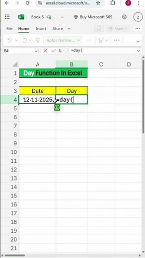 Day Function In Excel | Day Formula | Day Function | Excel World