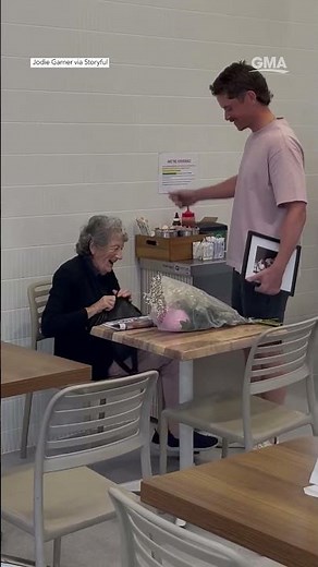 Grandson surprises his grandma so she's not alone on late husband's birthday