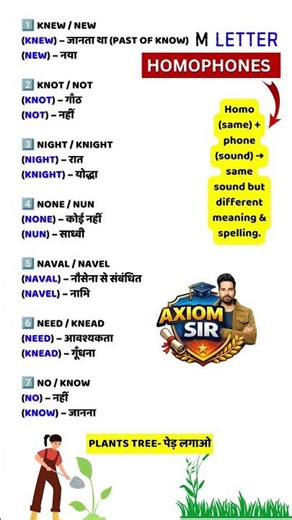 7 Important N-Letter Homophones | English–Hindi Vocabulary #homophones #homophonesinhindi #words