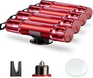 Emergency Car Window Breaker, Car Spring Loaded Window Punch, Essential Window Punching Seatbelt Cutter for Driving a Car (4, Red)