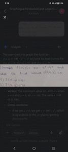 Graph the function f(x, y) = 100 - x^2 - y^2 and plot its level... | Filo