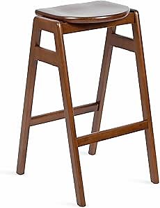 Kate and Laurel Morreau Mid-Century Modern Backless Bar Stool, 17 x 20 x 29, Walnut Brown, Counter-Height Bar Stool for Kitchen Island or Breakfast Bar Counter