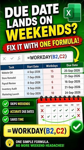 Skip Weekends in Excel With One Formula #excel #excelshorts #exceltutorial