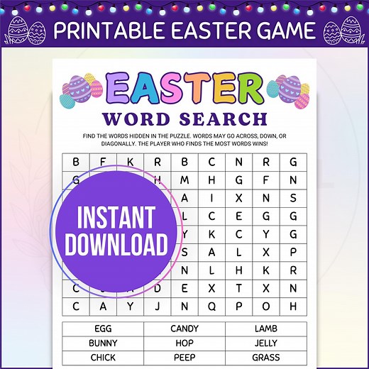 Easter Word Search Game, Printable Word Hunt Game, Word Find Puzzle, Brain Teasers, Easter Party Games Activities, Spring Brain Teasers - Etsy