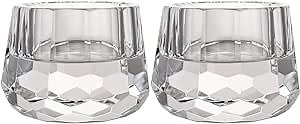 Crystal Votive Tealight Candle Holders Home Decorations for Christmas Wedding Table 2.5" Diameter x 1.8" High Set of 2