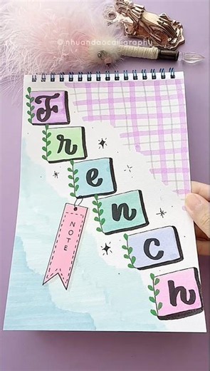 French Notebook Front Page Design - Pastel Plaid AESTHETIC DIY Idea #nhuandaocalligraphy #frontpage