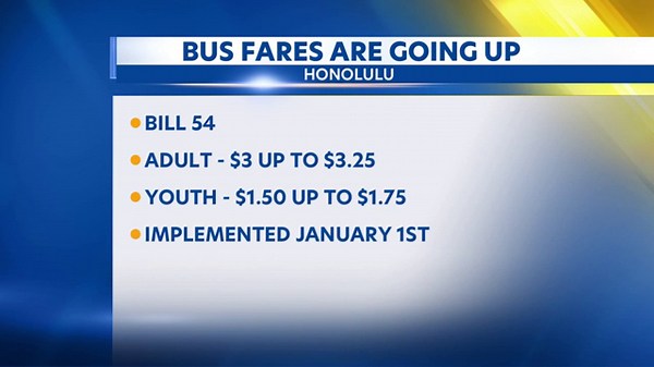 City plans to increase Honolulu bus fares starting in 2026