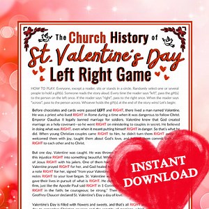 The Church History of St. Valentines Day Left Right Game: Group Activity