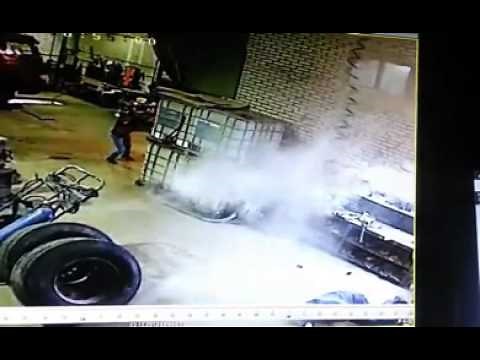 Tire Explosion Launches Mechanic