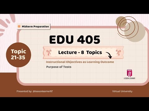 EDU405 | Lecture 8 | SLOs, Testing, CRT & NRT Explained | Midterm Prep Easy & Short Lecture | #VU