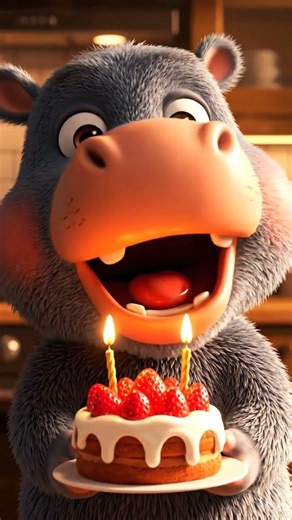Baby Hippo Singing Happy Birthday 🎉🦛Cute Baby Hippo Birthday Song 🥳#Shorts